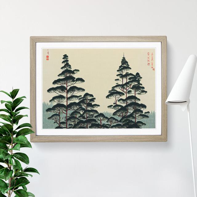 Japanese Pine Tree Forest - Picture Frame Graphic Art Alpen Home Frame Colour: Oak Framed, Size: 46cm H x 64cm W x 2cm D on Productcaster.