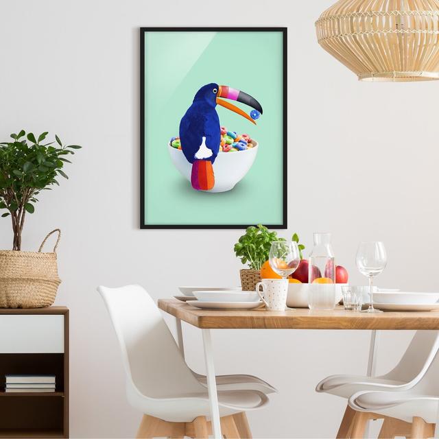 Breakfast with Toucan - Picture Frame Graphic Art Bay Isle Home Size: 70cm H x 50cm W x 2cm D, Frame Option: Black Framed on Productcaster.