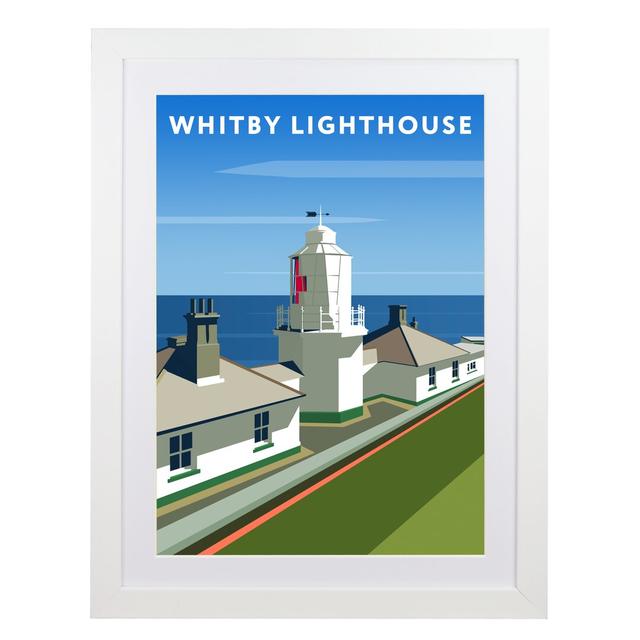 Whitby Lighthouse by Richard O'Neil - Graphic Art Print on Paper East Urban Home Format: White Wood Frame, Size: 43.5 cm H x 33.5 cm W x 2.2 cm D on Productcaster.