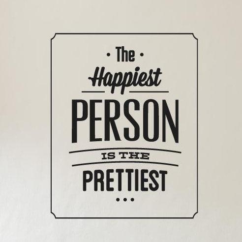 The Happiest Person Is the Prettiest Wall Sticker East Urban Home Size: Large, Colour: Black on Productcaster.