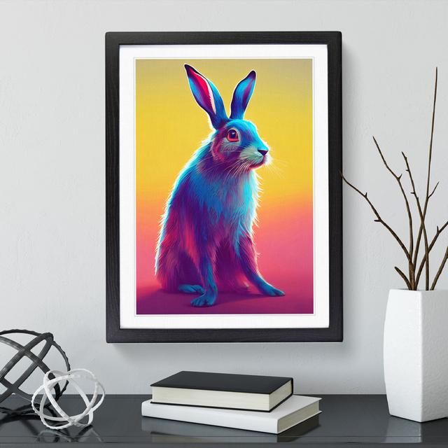 XV1022-2993X Neon Hare No.1 - Single Picture Frame Print Brambly Cottage Size: 64cm H x 46cm W x 2cm D, Frame Colour: Black on Productcaster.