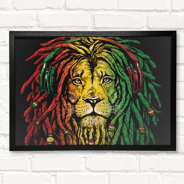 Rasta Lion - Closed Corner Frame Art Prints on Wood Latitude Vive Size: 59.7cm H x 84.1cm W on Productcaster.