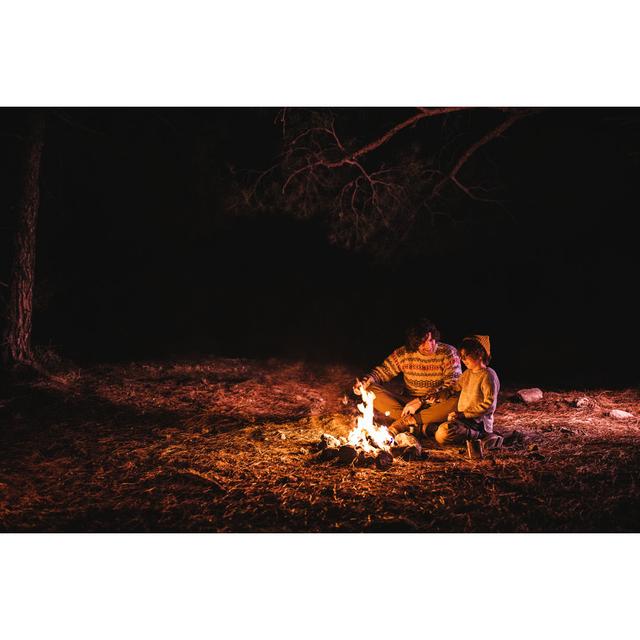 Young Father And Son Roasting Marshmallows by Wundervisuals - No Frame Art Prints on Canvas 17 Stories Size: 20cm H x 30cm W on Productcaster.