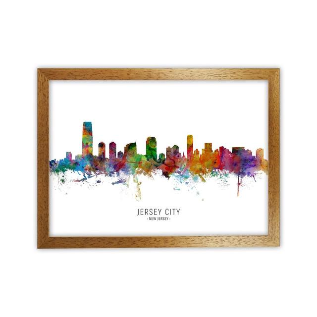 Jersey City New Jersey Skyline by Michael Tompsett - Graphic Art Latitude Run Format: Brown Framed, Size: 46cm H x 63cm W x 3cm D on Productcaster.