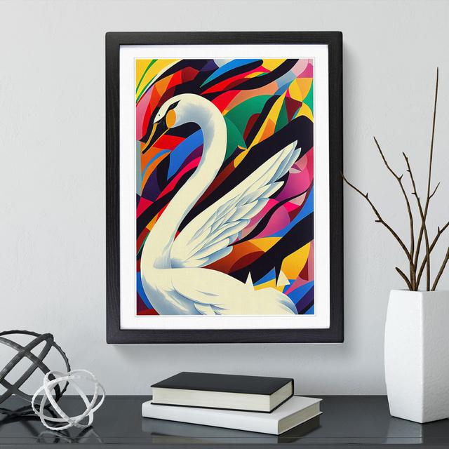 Geometric Swan No.1 Abstract - Picture Frame Graphic Art ClassicLiving Size: 34cm H x 25cm W x 2cm D, Frame Colour: Black on Productcaster.