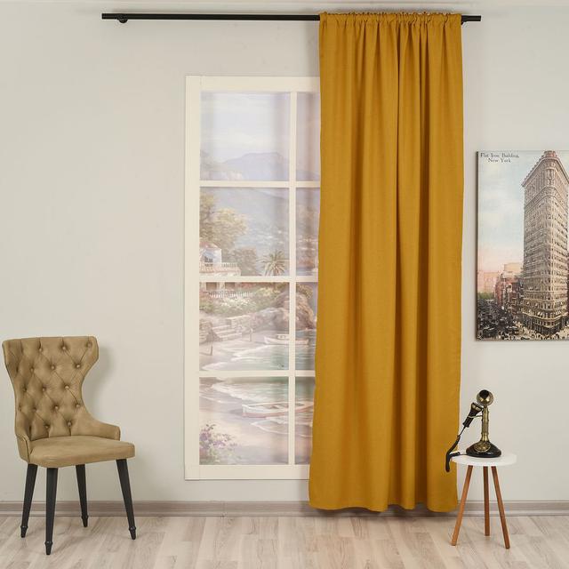 Extra Long & Extra Wide Faux Linen Decorative Curtain Single Panel Lilijan Home & Curtain Panel Size: Width 280 x Drop 200cm, Colour: Mustard Yellow on Productcaster.