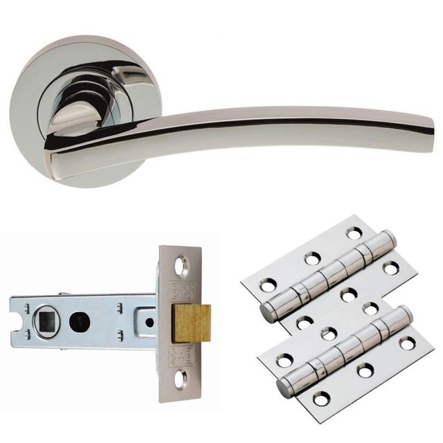 Gamal Latch Door Handle (Set of 2) Symple Stuff Finish: Polished Chrome on Productcaster.