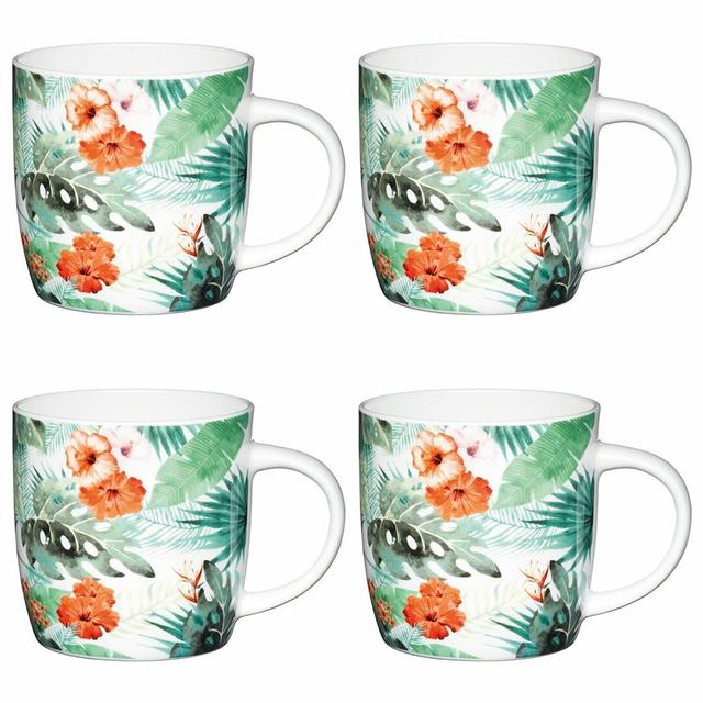 Palm Bone China Mug (Set of 4) KitchenCraft on Productcaster.