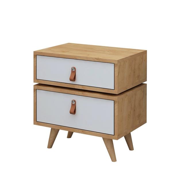 Kristofer 2 Drawer Bedside Table Isabelline Colour: White/Walnut on Productcaster.