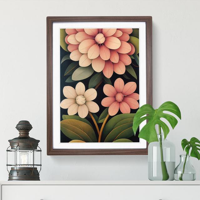 Modern Flowers - Picture Frame Graphic Art Marlow Home Co. Size: 64cm H x 46cm W x 2cm D, Frame Colour: Walnut on Productcaster.