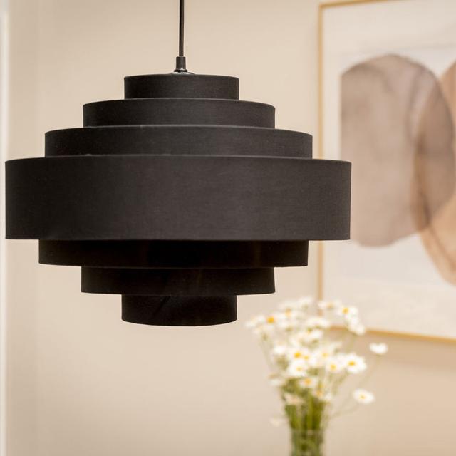 Basem 1 - Light Geometric Pendant Metro Lane Shade Colour: Black on Productcaster.