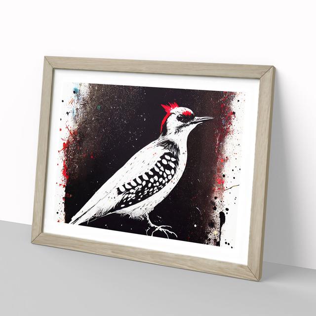 Dramatic Woodpecker Bird Abstract - Picture Frame Painting Alpen Home Frame Colour: Oak Framed, Size: 46cm H x 64cm W x 2cm D on Productcaster.