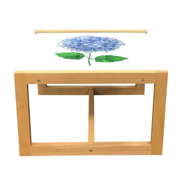 Hydrangea Coffee Table, Simple Digital Drawn Graphic Of Flower Blooms, Acrylic Glass Center Table With Wooden Frame For Offices Dorms Ceil Blue Fern G on Productcaster.