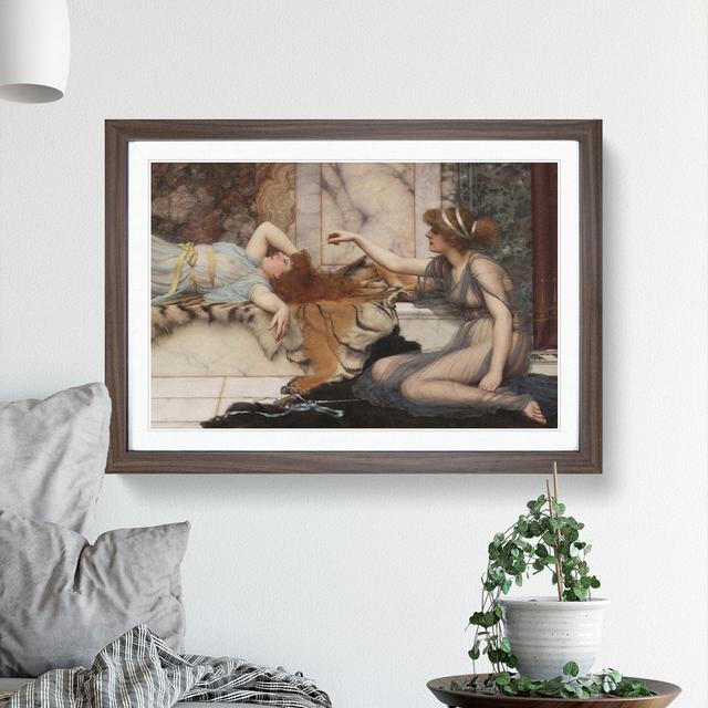 Mischief and Repose by John William Godward - Picture Frame Painting East Urban Home Frame Option: Walnut, Size: 36cm H x 48cm W x 2cm D on Productcaster.