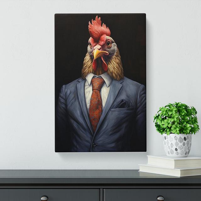 Chicken in a Suit Painting Happy Larry Size: 50cm H x 35cm W x 3cm D on Productcaster.