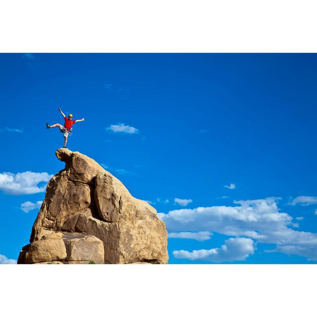 Climber on the Summit. - Wrapped Canvas Photograph Latitude Run Size: 81cm H x 122cm W on Productcaster.