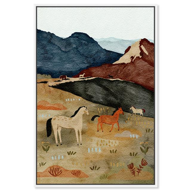 Animals Equine Nature Landscape by Oliver Gal - Wrapped Canvas Painting Oliver Gal Format: White Framed, Size: 91.44cm H x 60.96cm W on Productcaster.