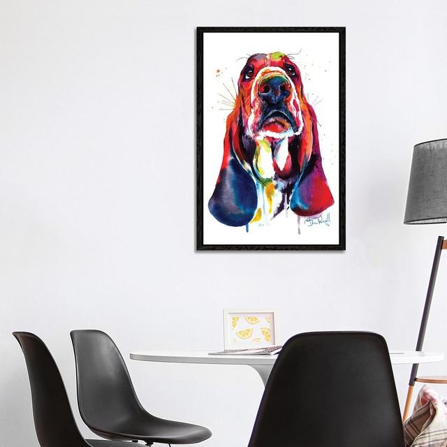 Basset by Weekday Best - Painting Print on Canvas 17 Stories Format: Black Framed, Size: 101.6cm H x 66.04cm W x 3.81cm D on Productcaster.