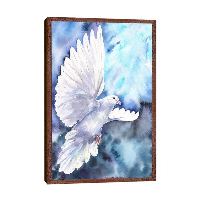 'White Dove' by George Dyachenko - Floater Frame Painting Print on Canvas Ebern Designs Size: 66.04cm H x 45.72cm W x 3.81cm D, Frame Option: Brown Fr on Productcaster.