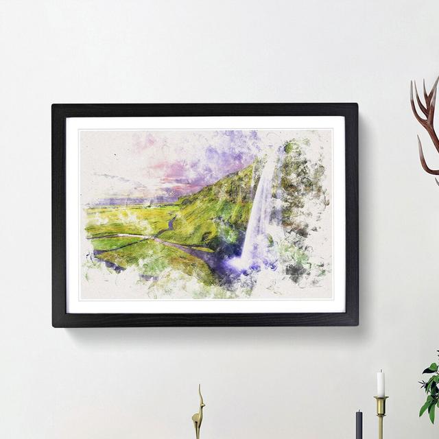 Seljalandsfoss Waterfall Iceland - Picture Frame Painting Print East Urban Home Size: 62cm H x 87cm W x 2cm D, Frame Option: Black Framed on Productcaster.