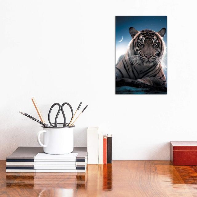 Tiger Moon by Zenja Gammer - Wrapped Canvas Print World Menagerie Size: 30.48cm H x 20.32cm W x 1.91cm D on Productcaster.