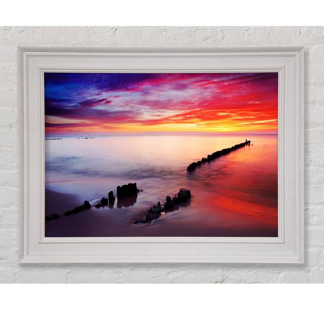 Tranquil Ocean Framed Print House of Hampton Format: White Framed Paper, Size: 21cm H x 29.7cm W x 8cm D on Productcaster.