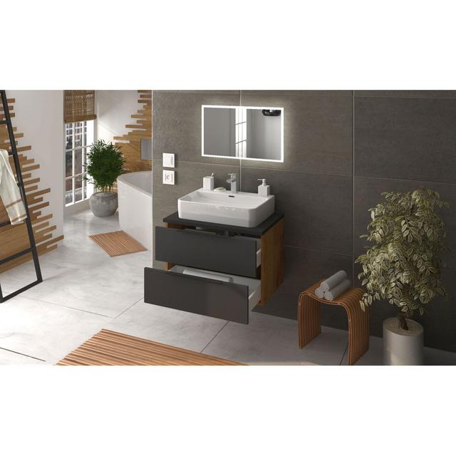 Almestica Bathroom Furniture Suite Latitude Run Finish: Oak/Anthracite/Anthracite on Productcaster.