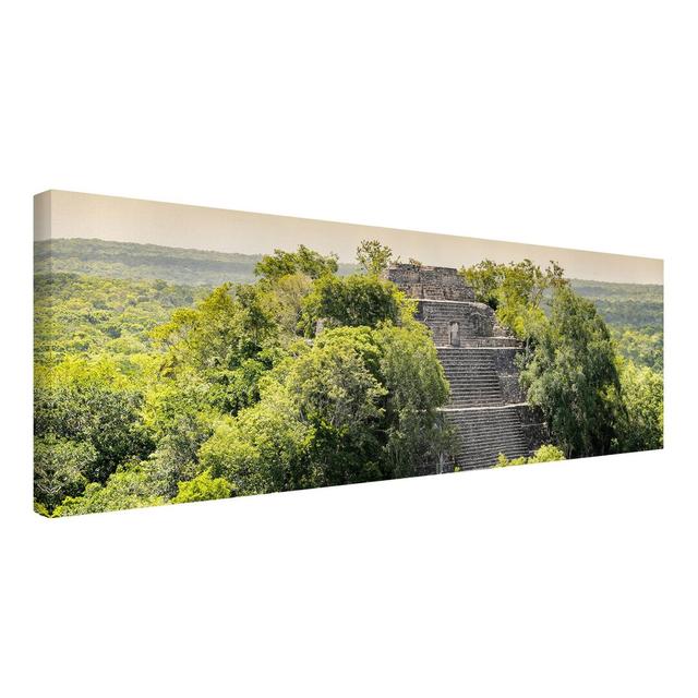 Pyramid of Calakmul by Philippe Hugonnard - Wrapped Canvas Photograph Ebern Designs Size: 40cm H x 120cm W on Productcaster.