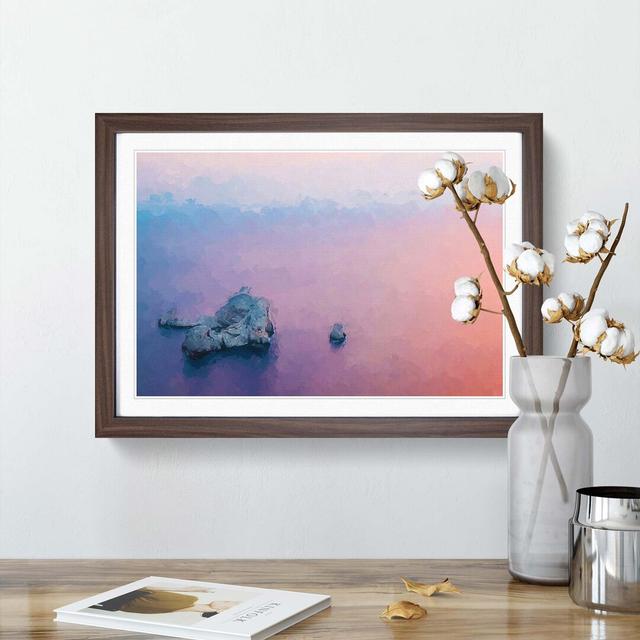 Pink Sunset in Ibiza Spain - Picture Frame Painting Print East Urban Home Size: 40cm H x 60cm W x 2cm D, Frame Option: Walnut on Productcaster.