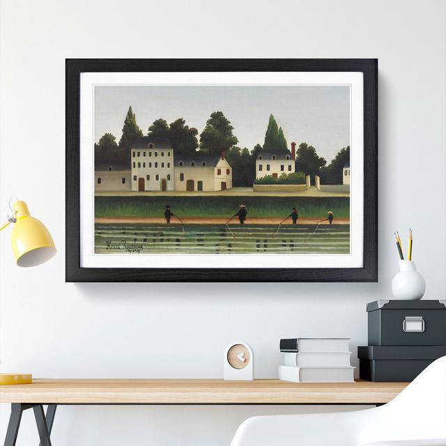 Landscape and Four Fisherman by Henri Rousseau - Picture Frame Painting East Urban Home Frame Option: Black Framed, Size: 36cm H x 48cm W x 2cm D on Productcaster.