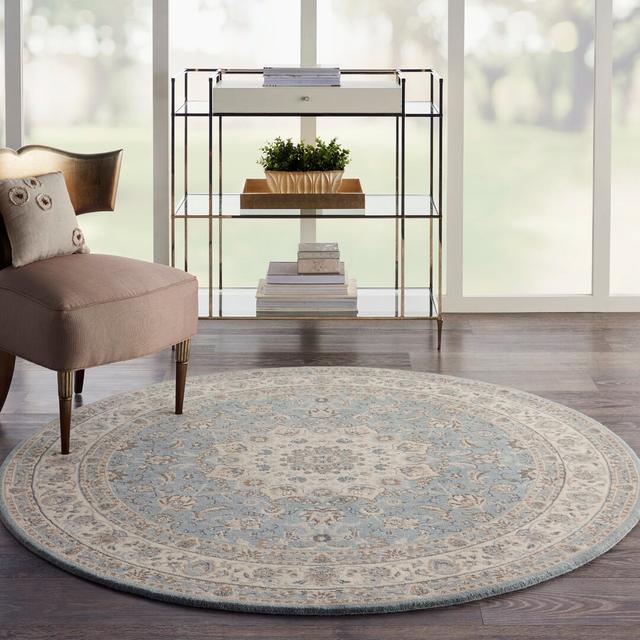 Living Treasures Tufted Wool Aqua/Ivory Rug Longweave Rug Size: Round 178cm on Productcaster.