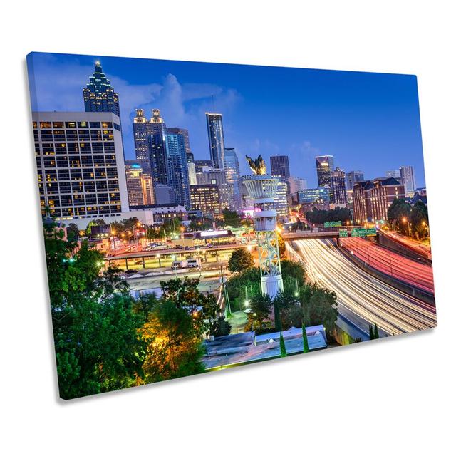 Atlanta City Skyline Georgia - Wrapped Canvas Graphic Art Ebern Designs Size: 40.6cm H x 61cm W on Productcaster.