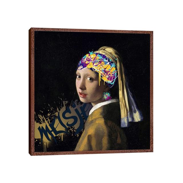 Girl With A Pearl Earring -Girl With The Graffitied Earring by 5by5collective - Print on Canvas Ebern Designs Size: 93.98cm H x 93.98cm W x 3.81cm D, on Productcaster.