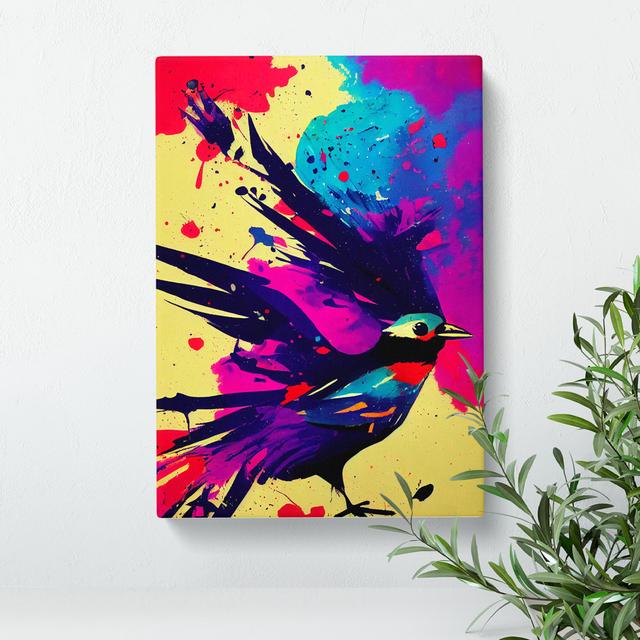 Paint Splash Bird No.4 - Wrapped Canvas Graphic Art Marlow Home Co. Size: 76cm H x 50cm W x 3cm D on Productcaster.