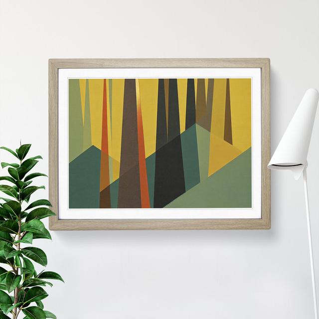 Bold Abstract Pine Tree Forest Vol.4 - Single Picture Frame Painting 17 Stories Frame Colour: Oak Framed, Size: 46cm H x 64cm W x 2cm D on Productcaster.