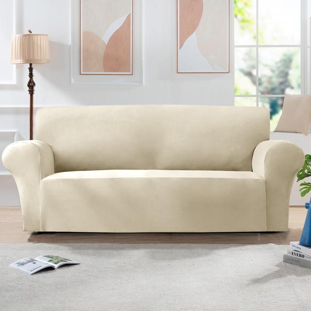 Schonbezug für Sofas aus Samt home republic Polsterfarbe: Beige, Größe: 175 cm H x 240 cm B on Productcaster.