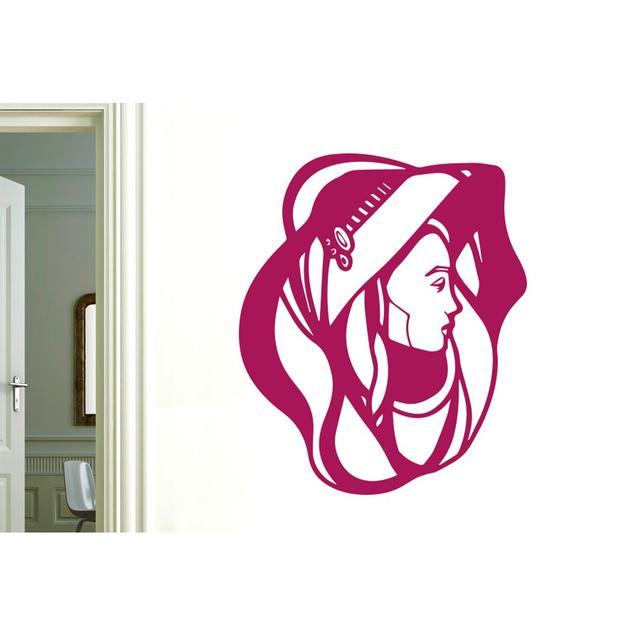 Art Nouveau Lady Wall Sticker World Menagerie Size: Medium, Colour: Violet on Productcaster.