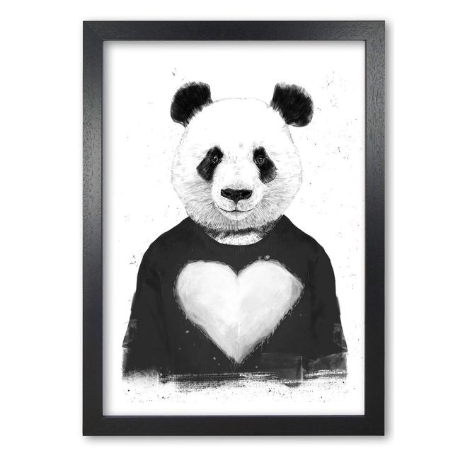 Lovely Panda by Mercedes Lopes Charro - Print East Urban Home Size: 29.7 cm H x 21 cm W x 5 cm D, Frame Options: Black Grain on Productcaster.