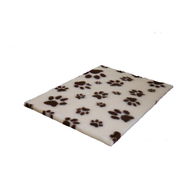 Vet Fleece Bedding | Non-Slip Multi-Paws Vet Bed O Animal Print Fleece Pet Bed Vet Fleece Colour: Magnolia/Brown, Size: 3cm H x 61cm W x 46cm D on Productcaster.