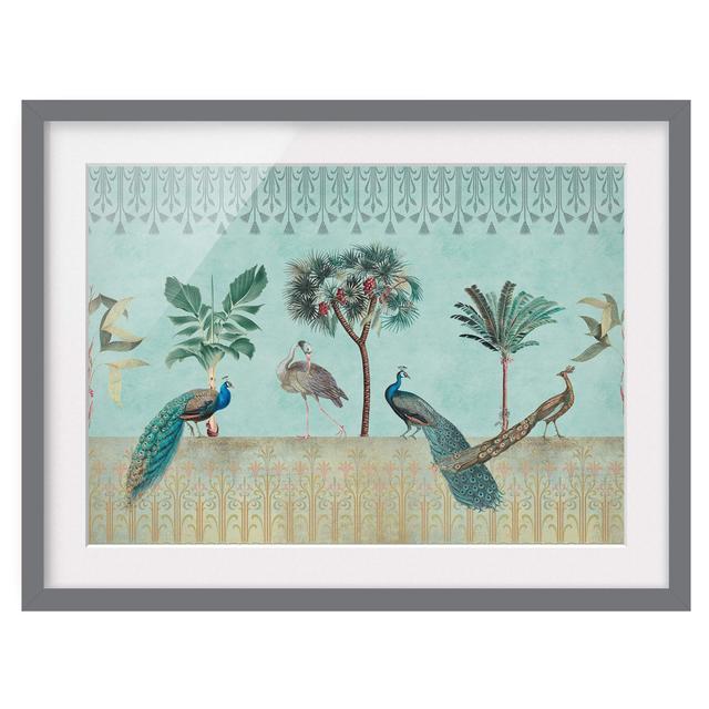 Vintage Collage - Tropical Birds with Palm Trees - Picture Frame Graphic Art 17 Stories Size: 50cm H x 70cm W x 2cm D, Frame Option: Grey on Productcaster.