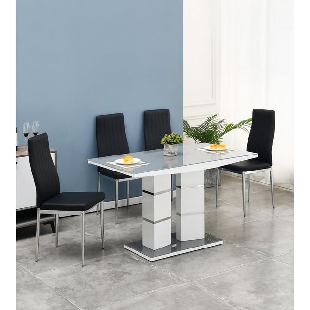 Tsaile 4 - Person Dining Set Ivy Bronx Colour (Chair): Black, Colour (Table Base): Grey on Productcaster.