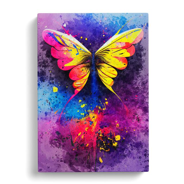 Splashed Butterfly No.2 Abstract - Wrapped Canvas Graphic Art Brambly Cottage Size: 76cm H x 50cm W x 3cm D on Productcaster.