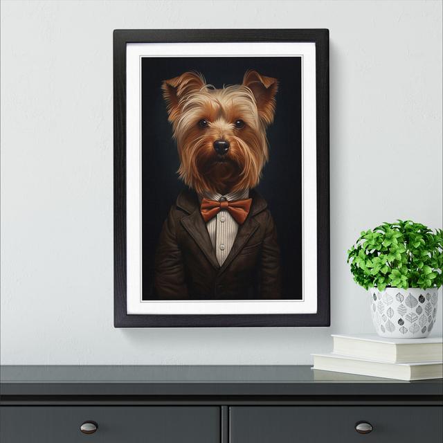 XYZ-FRM-V1223-1722 Yorkshire Terrier In A Suit Painting No.4 - Single Picture Frame Print on Wood Big Box Art Size: 34cm H x 25cm W x 2cm D, Frame Col on Productcaster.