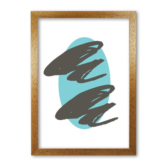 Abstract Teal Oval With Brown Strokes - Print East Urban Home Format: Honey Oak Frame, Size: 85 cm H x 60 cm W x 5 cm D on Productcaster.