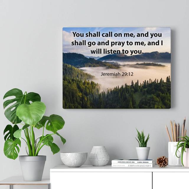 You Shall Call on Me Jeremiah 29:12 - Wrapped Canvas Typography Blue Elephant Size: 46cm H x 61cm W on Productcaster.