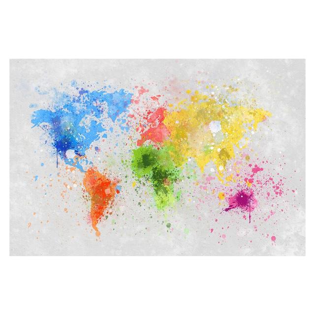 Colourful Sprayed World Map 2.25m x 3.36m Textured Matte Peel & Stick Wall Mural East Urban Home on Productcaster.