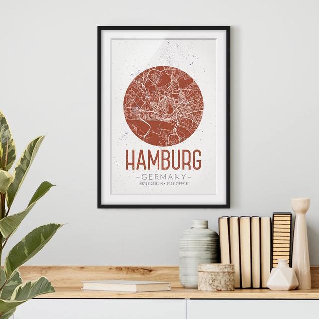 Gerahmtes Poster Retro Hamburg Street Map East Urban Home Rahmen-Optionen: Mattes Schwarz, Größe: 70 cm H x 50 cm B x 2 cm T on Productcaster.