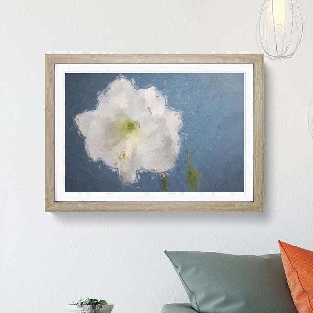 White Amaryllis Flower in Abstract - Picture Frame Graphic Art Print East Urban Home Size: 50cm H x 76cm W x 2cm D, Frame Option: Oak on Productcaster.