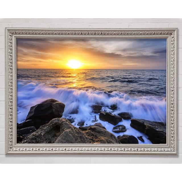 The Waves Crashing Out At Sea - Single Picture Frame Art Prints Bright Star Size: 100cm H x 141.4cm W x 3cm D on Productcaster.