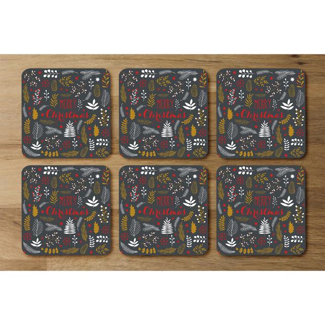 Merry Christmas Lettering Designer Coaster Set Set (Set of 6) The Seasonal Aisle on Productcaster.